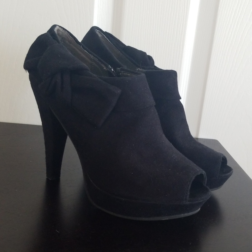Black Open Toe Ankle Boots